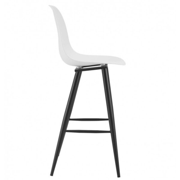 Taburete cocina patas negras Cluny blanco, estructura metálica resistente y asiento de polipropileno fácil de limpiar