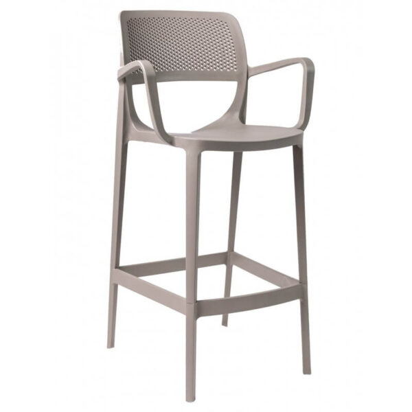 Banqueta con apoyabrazos capuchino, ligera y fácil de limpiar, perfecta para interiores y exteriores