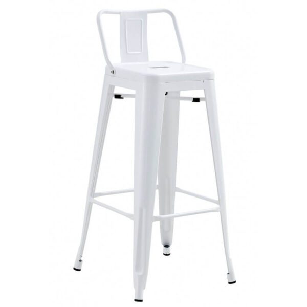 Taburetes altos con respaldo blanca con reposapiés, resistente y barata para interiores y terrazas
