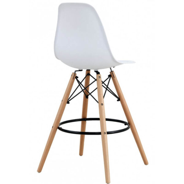 Taburete de cocina Star blanco, ergonómico y económico, con carcasa resistente y diseño ideal para barras altas