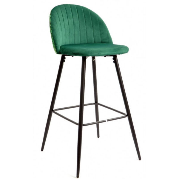 Taburete floral verde, con diseño exclusivo y respaldo decorado con estampado floral.