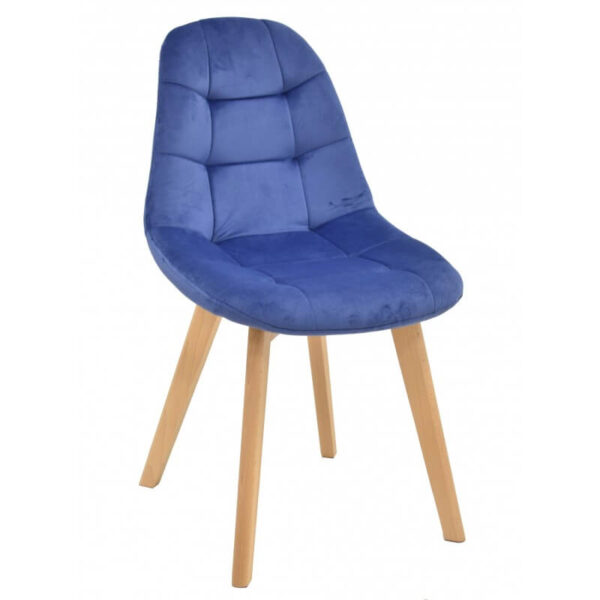 Sillas de comedor de madera tapizadas en velvet con base de madera de haya, ideal para comedores modernos y elegantes.