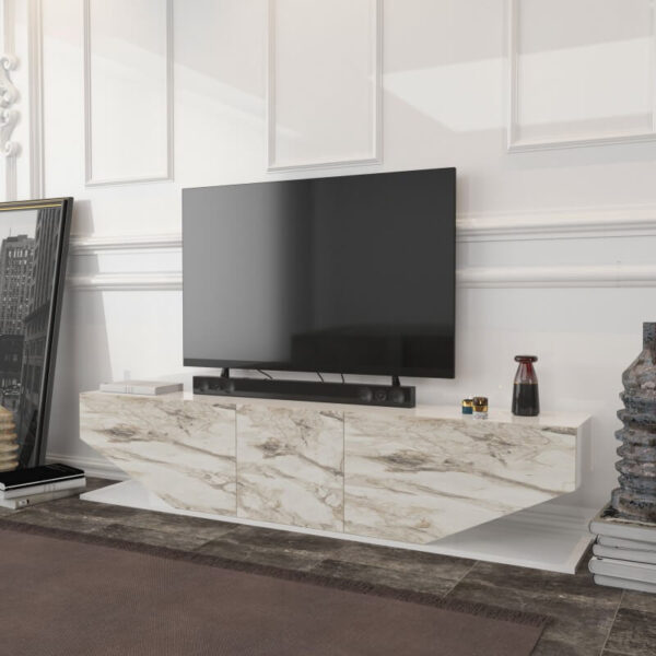 Mueble de tv moderno mármol blanco VIOLET 180 cm