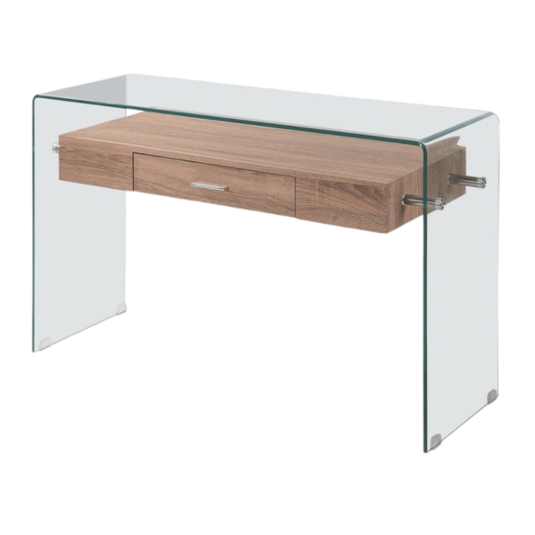 Consola cristal y madera recibidor Marilyn con cajón central