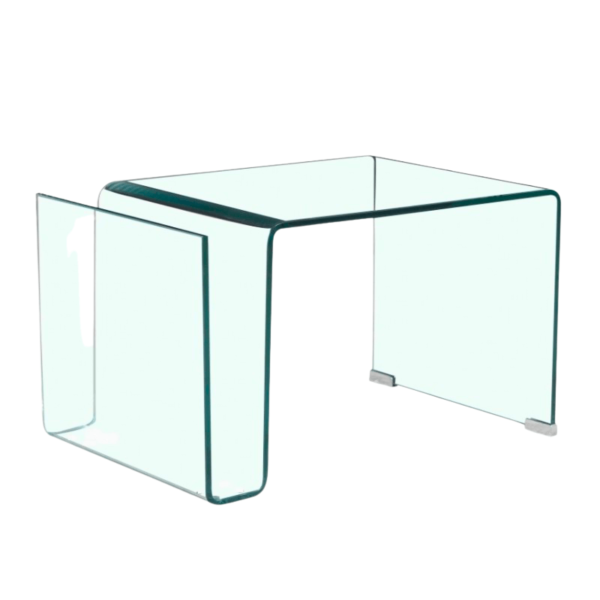 Mesa auxiliar cristal curvado