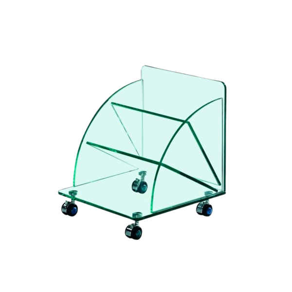 Mesa auxiliar de cristal con ruedas