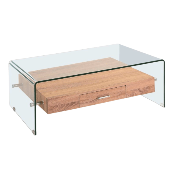 Mesa centro madera y vidrio
