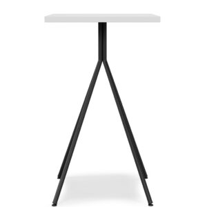 Mesa alta bistró 60 blanco con estructura de metal negro y tapa cuadrada MDP para cocina o barra
