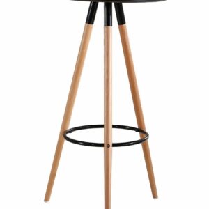 Mesa alta Otilia 60 negro con tapa lacada redonda y patas de madera de haya maciza para cocina