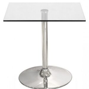 Mesa cuadrada 80x80 cm BERNIE 80C con base cromada y sobre de cristal templado para cocina o comedor