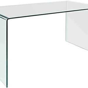 Escritorio oficina Concord New 150 mesa de cristal curvado transparente de 12mm para despacho profesional