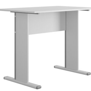 Escritorio oficina work 90 con estructura metálica y tablero bilaminado color platino de 90x60 cm