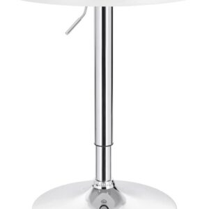 Mesa alta Mabel 70 blanco graduable con base cromada y tapa blanca para cocina e isla