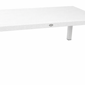 Mesa exterior Mijas 150 blanco de polipropileno con acabado imitación ratán para terraza y jardín