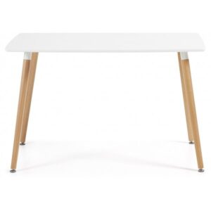 Mesa rectangular NURY de madera con tapa lacada blanca de 120x80 cm para comedor