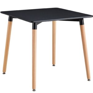 Mesa NURY cuadrada 80x80 cm de madera con tapa lacada negra mate para cocina moderna