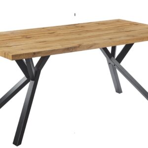 Mesa de madera para comedor OLITE 180x90 cm con estructura metálica negra y acabado vintage