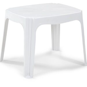 Mesa auxiliar TORROX blanca apilable de resina para salón, dormitorio y exterior