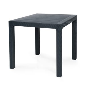 Mesa exterior tropical 80 antracita de polipropileno imitación ratán 80x80 cm para terraza y jardín
