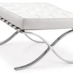 Otomana barna 61 blanco piel-top piel con estructura de acero inoxidable brillo para salón