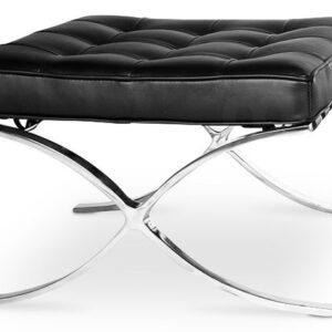 Otomana barna 61 negro similpiel negra con estructura de acero inoxidable brillo y tapizado negro