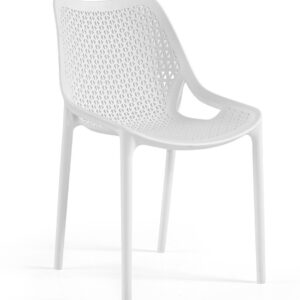 Silla de exterior Bill 60 blanco apilable en polipropileno reforzado con fibra de vidrio