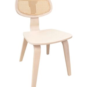 Silla de madera corbel 81 contrachapado de hevea con respaldo de rejilla y acabado natural barnizado