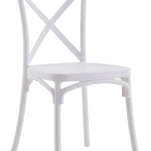 Silla de plastico corfú 47 blanco apilable con tratamiento anti UV para exterior e interior