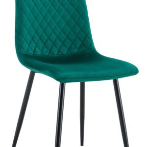 Silla tapizada lucia 45 verde oscuro velvet con estructura metálica negra y respaldo capitoné romboidal