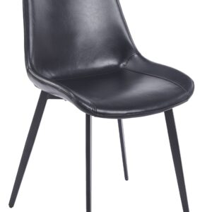 Silla tapizada madrigal 83 negro similpiel con armazón metálico y respaldo acolchado para comedor moderno