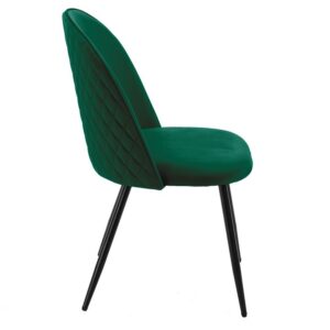 Silla tapizada magda 46 verde velvet con armazón metálico negro epoxi y respaldo ergonómico