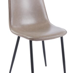 Silla tapizada peñafiel 45 gris similpiel con estructura metálica negra y respaldo tapizado para comedor moderno