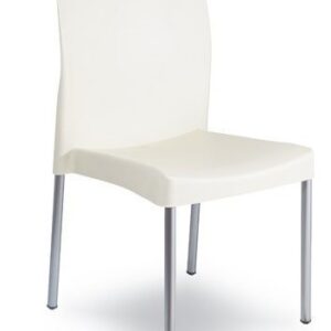 Silla de exterior sandra 44 blanco apilable con estructura de aluminio y polipropileno para terraza y jardín