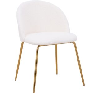 Silla tapizada teddy 53 dorado cromada con patas metálicas doradas y tapizado lana para comedor