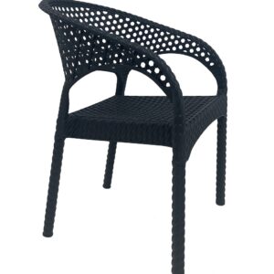 Silla de plastico calvin 80 antracita apilable con imitación rattan para terraza y hostelería