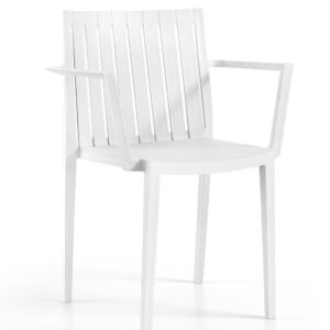 Silla de exterior Chopin 59 blanco apilable de polipropileno reforzado para terraza y jardín