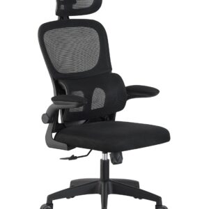 Silla de oficina bernay 62 negro plegable alto con respaldo ergonómico y brazos abatibles