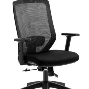 Silla de oficina clayton 69 negro sillon con respaldo de malla y cabezal regulable en altura
