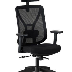 Silla de oficina clisson 58 negro alto sillon con respaldo ergonomico y malla transpirable