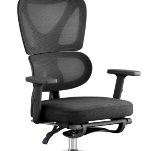 Silla de oficina durbuy 61 negra alto cromada con respaldo ergonómico malla transpirable y base cromada