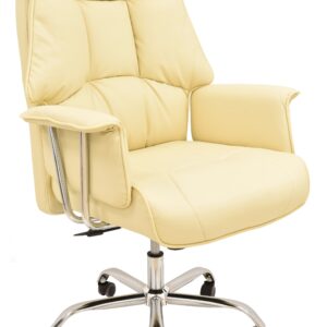 Silla de oficina firenze 62 beige similpiel alto con respaldo de dirección y base cromada