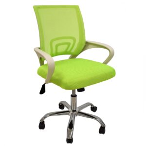 Silla de oficina fiss new 56 verde basculante con respaldo en malla y base cromada para uso profesional