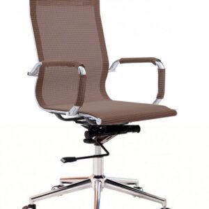 Silla de oficina igor 65 marrón basculante giratoria con respaldo alto y malla horizontal