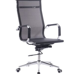 Silla de oficina igor 65 negra basculante giratoria con respaldo alto y estructura cromada