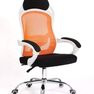 Silla de oficina linz 53 negro ruedas alto con respaldo malla naranja y mecanismo sincro ergonómico profesional