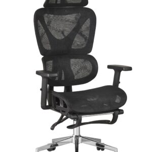 Silla de oficina lorris 61 negra alto cromada con respaldo ergonómico y base cromada de 5 aspas