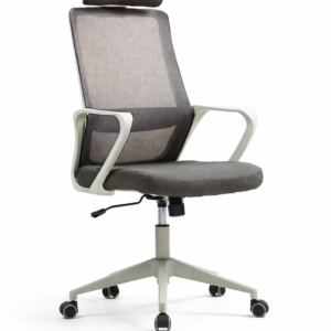 Silla de oficina mario 55 gris similpiel basculante con respaldo alto y mecanismo basculante