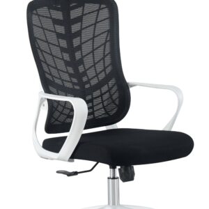 Silla de oficina mellac 60 negro basculante alto con respaldo ergonómico blanco y tapizado negro