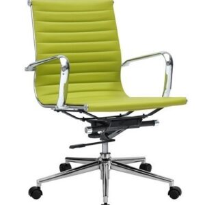 Silla de oficina nick 62 verde similpiel basculante con brazos cromados y regulación de altura para despachos