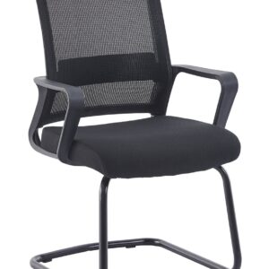 Silla de oficina surice 59 negra sillon con respaldo medio de malla y estructura fija de patín